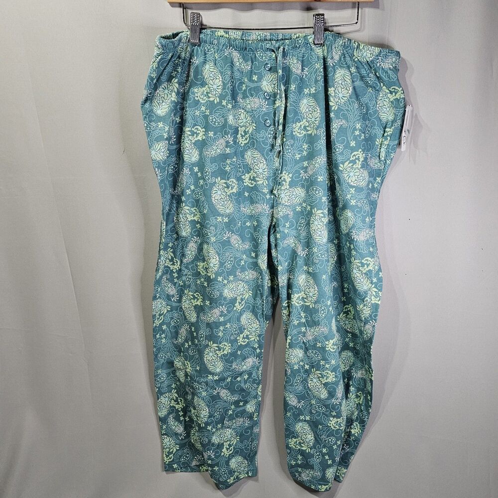 New Direction Women’s Pajama Bottom Pants XL To Green Floral